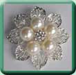 Pearl Filigree Flower Brooch/Wrap Clip