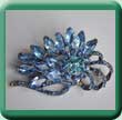 Blue Navette Ribbon Brooch/Wrap Clip