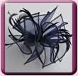 Navy Blue Feather Organza Fascinator Comb