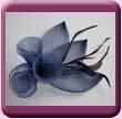 Navy Blue Flower Leaf Triplet Fascinator Comb