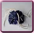 Navy Blue Triple Feather Flower Fascinator