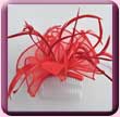 Bright Red Feather Organza Fascinator Comb