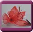 Red Flower Leaf Triplet Fascinator Comb