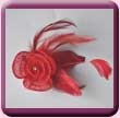 Red Sinamay Feather Rose Fascinator