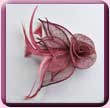 Burgundy & Coral Sinamay Mini Rose Fascinator