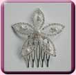 Pearl Diamante 5 Petal Pointed Flower Comb