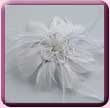 White Beaded Feather Flower Fascinator