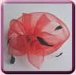 Bright Red Triple Mesh Flower Fascinator