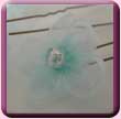 Beaded Aqua Organza Flower Hair Pins