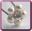 Crystal Surrounded by Pearls Hair Pin