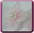 Pink Beaded Organza Flower Hair Pin